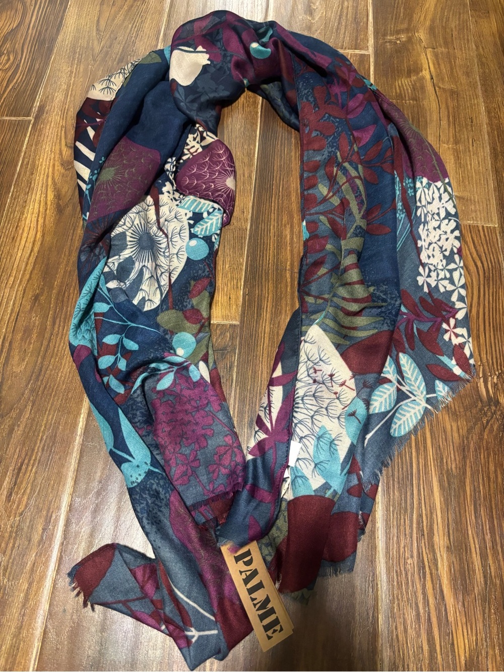 Floral Print Women's Scarf - Navy, Teal & Burgundy